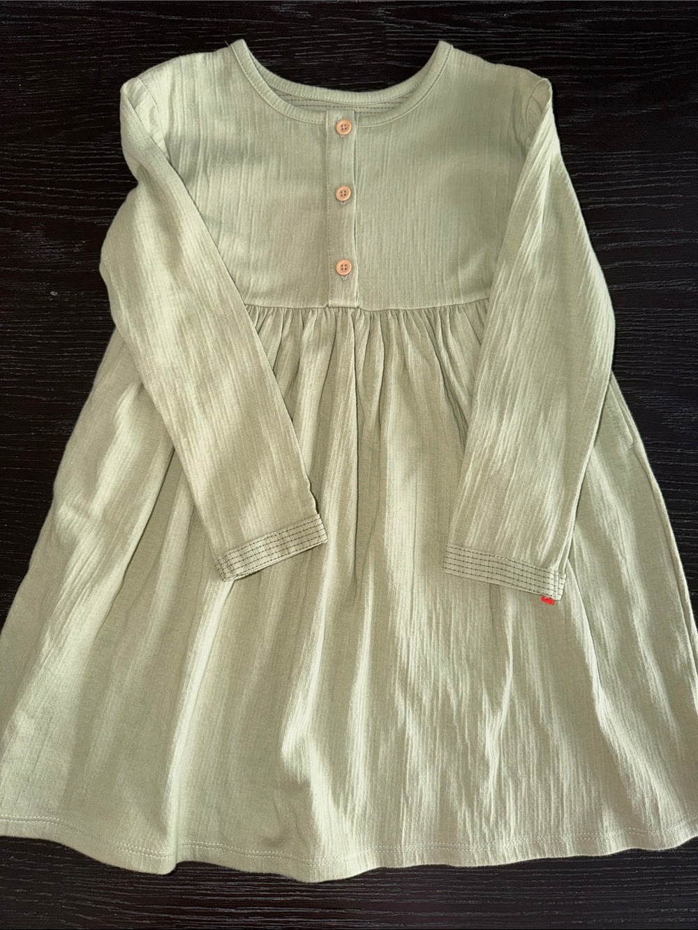 Cat & Jack Light Sage Green Long-Sleeve Cotton Dress